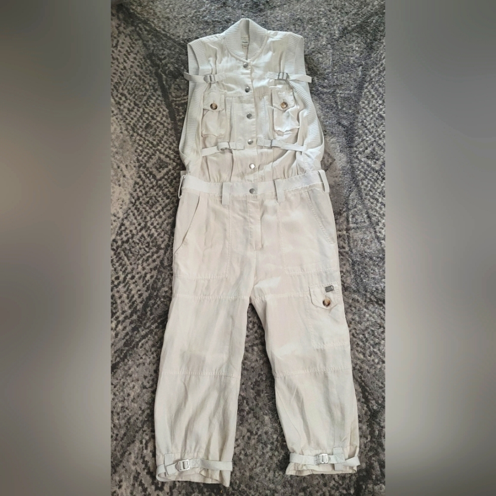 Diesel Collection Beige Utility Cargo Jumpsuit Size XS